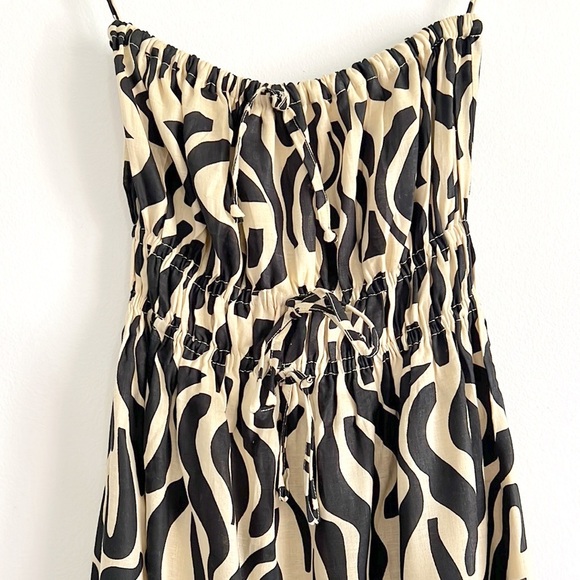 Faithfull The Brand Contessa Strapless Shirred Printed Linen Midi Dress NWT - Picture 5 of 16